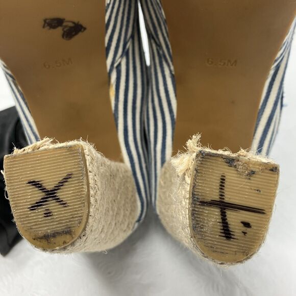 Jeffrey Campbell Foxy Platform Sandals Heels Nautical Blue White Striped Sz 6.5 - Picture 10 of 15
